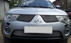 1 539 р. Нижняя сетка на бампер Russtal (хром) Mitsubishi Pajero Sport PB дорестайлинг (2008-2013)  с доставкой в г. Керчь. Увеличить фотографию 2