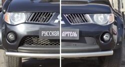 1 549 р. Зимняя заглушка решетки переднего бампера РА  Mitsubishi L200  4 (2006-2014)  дорестайлинг  с доставкой в г. Керчь. Увеличить фотографию 2