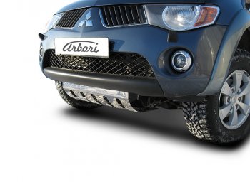6 389 р. Защита переднего бампера TRITON Arbori (декоративно-силовая с защитой картера). Mitsubishi L200 5 KK,KL рестайлинг (2018-2022)  с доставкой в г. Керчь. Увеличить фотографию 2