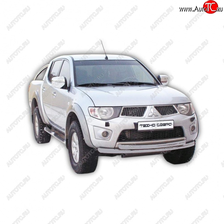 11 699 р. Защита переднего бампера ТехноСфера (Техно Сфера)  Mitsubishi L200  4 (2006-2014)  дорестайлинг (Серебристый)  с доставкой в г. Керчь