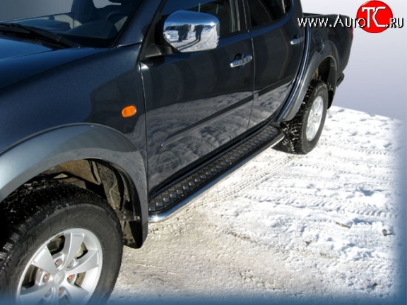 15 349 р. Широкая защита порогов с трубой диаметром 57 мм Slitkoff Mitsubishi L200 5 KK,KL рестайлинг (2018-2022)  с доставкой в г. Керчь