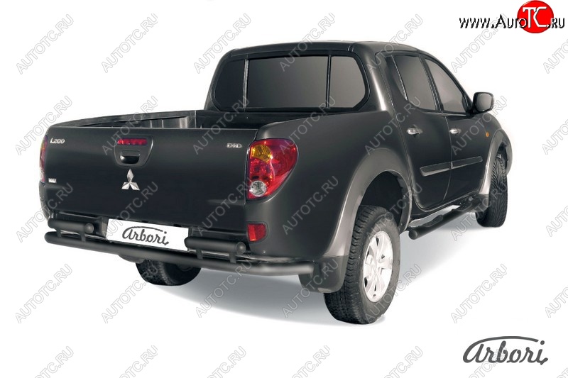 7 703 р. Защита заднего бампера TRITON Arbori (черная, 2 трубы d57 mm). Mitsubishi L200 4  дорестайлинг (2006-2014)  с доставкой в г. Керчь