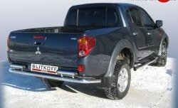 Защита заднего бампера Slitkoff (Ø 57 мм) Mitsubishi L200 ( 4,  5 KK,KL) (2006-2022)  дорестайлинг, рестайлинг (Нержавеющая сталь)