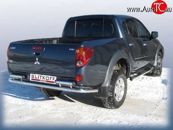 14 749 р. Защита заднего бампера Slitkoff (Ø 57 мм) Mitsubishi L200 ( 4, 5 KK,KL) (2006-2022) дорестайлинг, рестайлинг (Нержавеющая сталь) с доставкой в г. Керчь Увеличить фотографию 1 14 749 р. Защита заднего бампера Slitkoff (Ø 57 мм) Mitsubishi L200 ( 4, 5 KK,KL) (2006-2022) дорестайлинг, рестайлинг (Нержавеющая сталь) с доставкой в г. Керчь