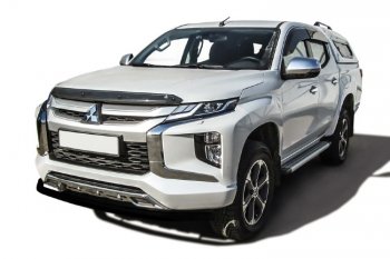 Защита переднего бампера Slitkoff (Ø 57 мм). Mitsubishi L200  5 KK,KL (2018-2022) рестайлинг (Сталь с полимерным покрытием. Цвет: черный)