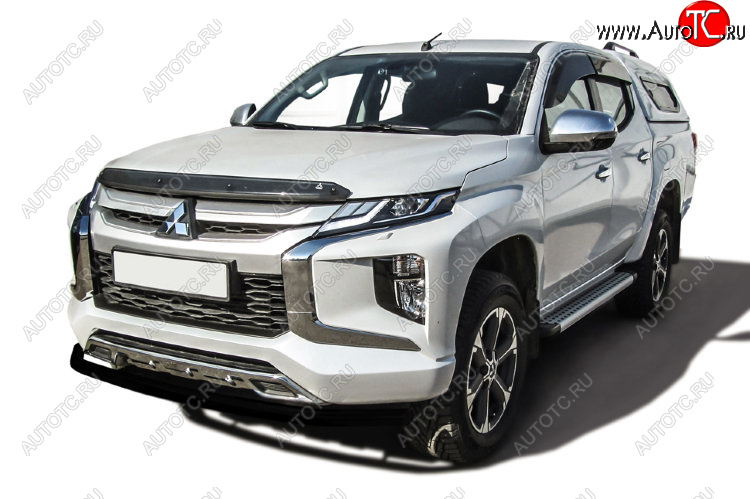 10 399 р. Защита переднего бампера Slitkoff (Ø 57 мм). Mitsubishi L200 5 KK,KL рестайлинг (2018-2022) (Сталь с полимерным покрытием. Цвет: черный)  с доставкой в г. Керчь