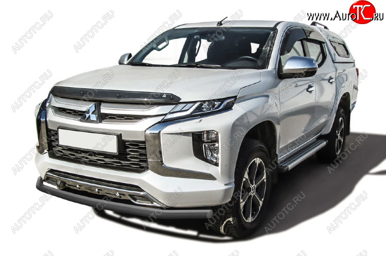 10 399 р. Защита переднего бампера Slitkoff (Ø 57 мм)  Mitsubishi L200  5 KK,KL (2018-2022) рестайлинг (Сталь с полимерным покрытием. Цвет: серебристый)  с доставкой в г. Керчь