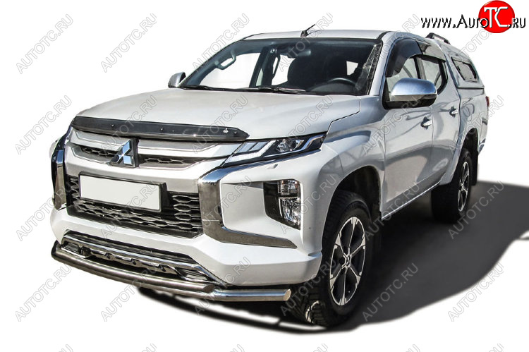 17 899 р. Защита переднего бампера Slitkoff (Ø 57+Ø 42, двойная).  Mitsubishi L200  5 KK,KL (2018-2022) рестайлинг (Нержавеющая сталь)  с доставкой в г. Керчь