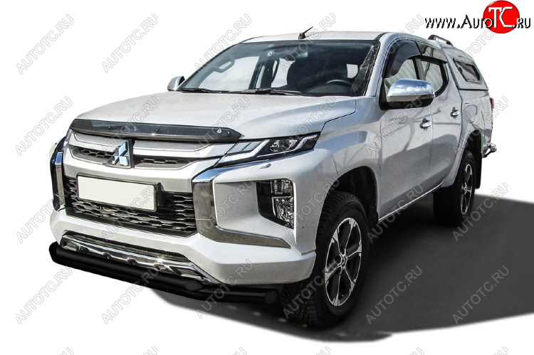 14 949 р. Защита переднего бампера Slitkoff (Ø 76+Ø 57 двойная)  Mitsubishi L200  5 KK,KL (2018-2022) рестайлинг (Сталь с полимерным покрытием. Цвет: черный)  с доставкой в г. Керчь