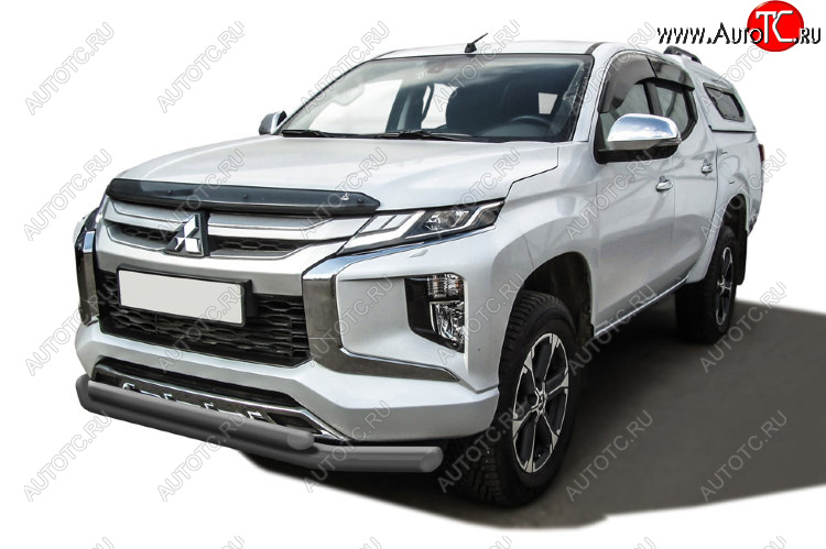 14 949 р. Защита переднего бампера Slitkoff (Ø 76+Ø 57, двойная)  Mitsubishi L200  5 KK,KL (2018-2022) рестайлинг (Сталь с полимерным покрытием. Цвет: серебристый)  с доставкой в г. Керчь