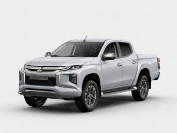 Защита переднего бампера SLITKOFF (Ø63 мм) Mitsubishi L200  5 KK,KL (2018-2022) рестайлинг (порошковая окраска в цвет черный муар)