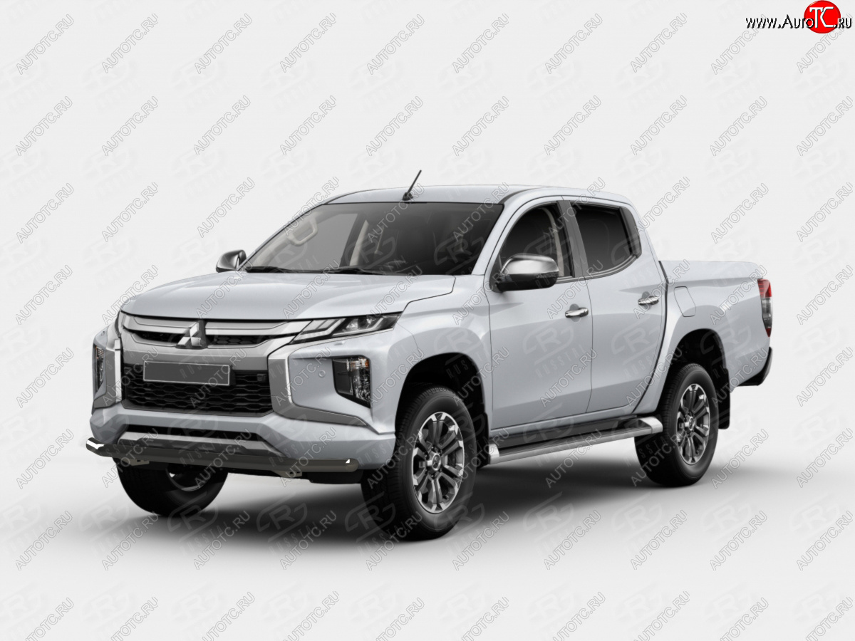 12 949 р. Защита переднего бампера SLITKOFF (Ø63 мм) Mitsubishi L200 5 KK,KL рестайлинг (2018-2022) (порошковая окраска в цвет черный муар)  с доставкой в г. Керчь