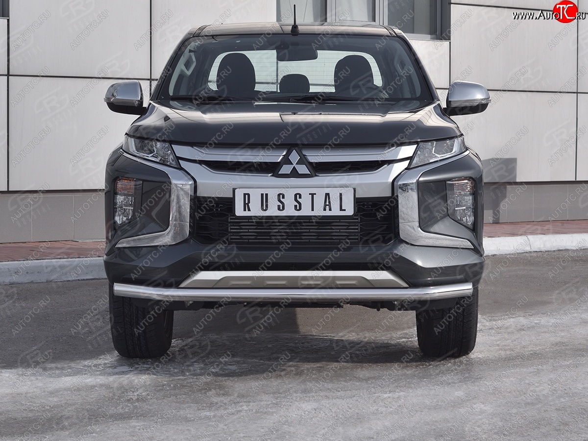 18 599 р. Защита переднего бампера (Ø 63 мм, нержавейка) SLITKOFF Mitsubishi L200 5 KK,KL рестайлинг (2018-2022)  с доставкой в г. Керчь