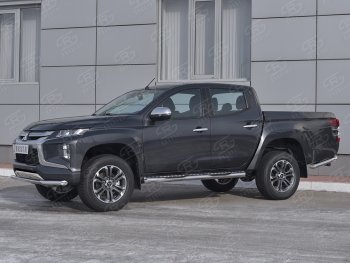 18 599 р. Защита переднего бампера (Ø 63 мм, нержавейка) SLITKOFF Mitsubishi L200 5 KK,KL рестайлинг (2018-2022)  с доставкой в г. Керчь. Увеличить фотографию 3
