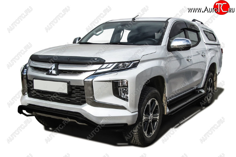 10 999 р. Защита переднего бампера Slitkoff (Ø 57 мм, волна). Mitsubishi L200 5 KK,KL рестайлинг (2018-2022) (Сталь с полимерным покрытием. Цвет: черный)  с доставкой в г. Керчь