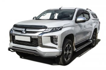 Защита переднего бампера Slitkoff (Ø 57 мм, волна). Mitsubishi L200  5 KK,KL (2018-2022) рестайлинг (Сталь с полимерным покрытием. Цвет: серебристый)