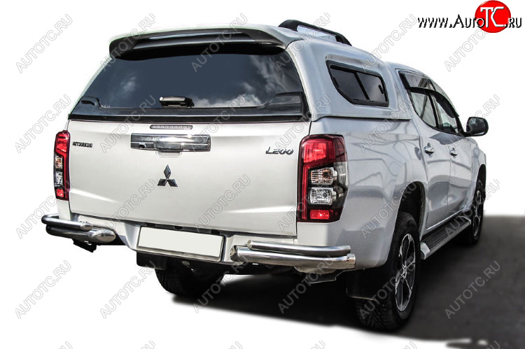 16 999 р. Защита заднего бампера Slitkoff (Ø 76+Ø 42, без бампера)  Mitsubishi L200  5 KK,KL (2018-2022) рестайлинг (Нержавеющая сталь)  с доставкой в г. Керчь