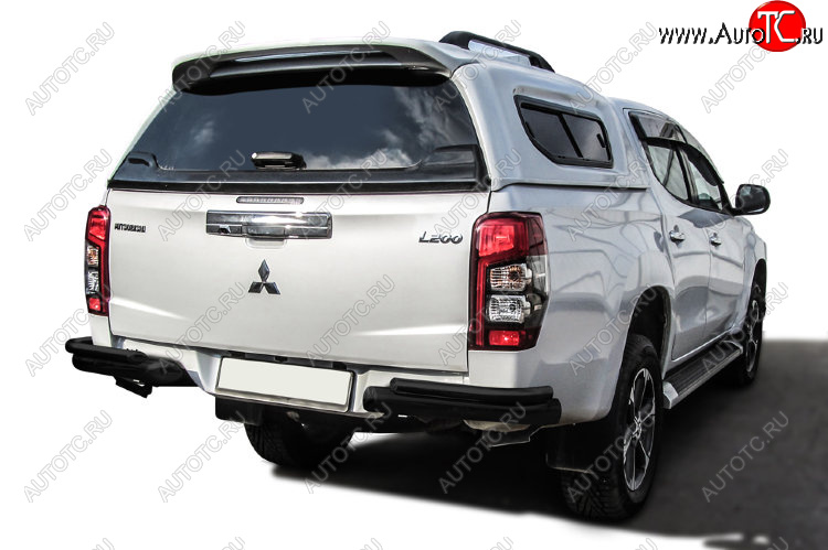 11 999 р. Защита заднего бампера Slitkoff (Ø 76+Ø 42, без бампера)  Mitsubishi L200  5 KK,KL (2018-2022) рестайлинг (Сталь с полимерным покрытием. Цвет: черный)  с доставкой в г. Керчь