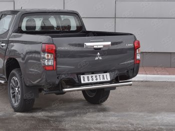 27 699 р. Защита заднего бампера (Ø120x60 мм с проступью, нержавейка) SLITKOFF  Mitsubishi L200  5 KK,KL (2018-2022) рестайлинг  с доставкой в г. Керчь. Увеличить фотографию 2