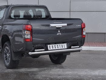 24 549 р. Защита заднего бампера (2 трубы Ø63 и 42 мм , нержавейка) RUSSTAL  Mitsubishi L200  5 KK,KL (2018-2022) рестайлинг  с доставкой в г. Керчь. Увеличить фотографию 2