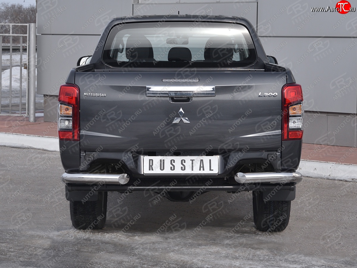 14 999 р. Защита заднего бампера (Ø76 мм уголки, нержавейка) SLITKOFF  Mitsubishi L200  5 KK,KL (2018-2022) рестайлинг  с доставкой в г. Керчь