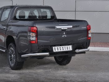 14 999 р. Защита заднего бампера (Ø76 мм уголки, нержавейка) SLITKOFF  Mitsubishi L200  5 KK,KL (2018-2022) рестайлинг  с доставкой в г. Керчь. Увеличить фотографию 3