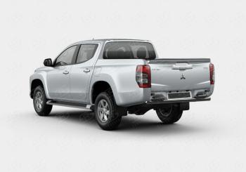 Защита заднего бампера SLITKOFF (Ø57 секции d42x2 уголки) Mitsubishi L200  5 KK,KL (2018-2022) рестайлинг (нержавейка с полимерным покрытием, черный)