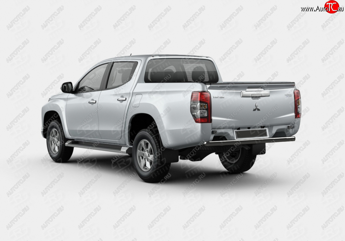 12 949 р. Защита заднего бампера (Ø57 мм) SLITKOFF  Mitsubishi L200  5 KK,KL (2018-2022) рестайлинг (нержавейка с полимерным покрытием, черный)  с доставкой в г. Керчь