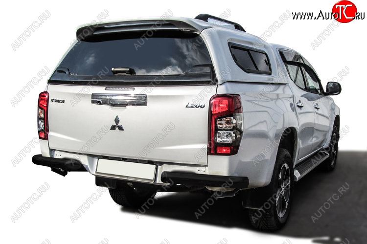 9 999 р. Защита заднего бампера Slitkoff (Ø 76 мм, без бампера)  Mitsubishi L200  5 KK,KL (2018-2022) рестайлинг (Сталь с полимерным покрытием. Цвет: черный)  с доставкой в г. Керчь