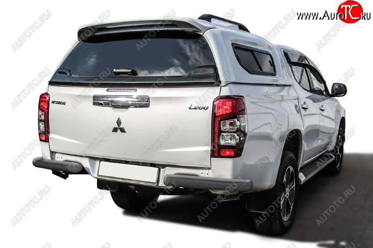 9 999 р. Защита заднего бампера Slitkoff (Ø 76 мм, без бампера)  Mitsubishi L200  5 KK,KL (2018-2022) рестайлинг (Сталь с полимерным покрытием. Цвет: серебристый)  с доставкой в г. Керчь