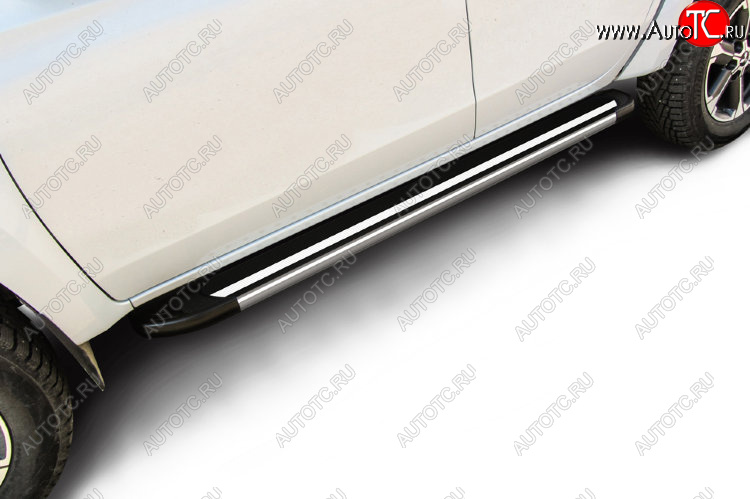 11 299 р. Пороги алюминиевые Slitkoff  Mitsubishi L200  5 KK,KL (2018-2022) рестайлинг (Luxe Black)  с доставкой в г. Керчь