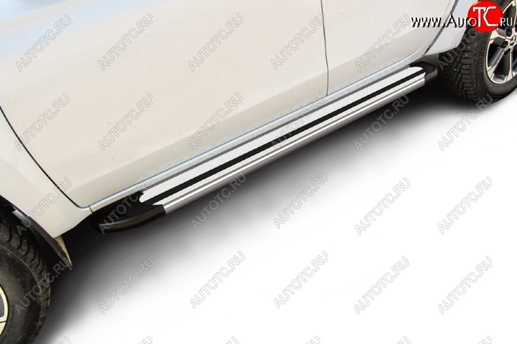 10 699 р. Пороги алюминиевые Slitkoff Mitsubishi L200 5 KK,KL рестайлинг (2018-2022) (Luxe Silver)  с доставкой в г. Керчь