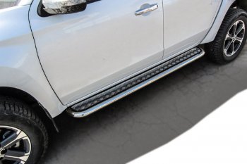 Защита порогов Slitkoff (Ø 57 мм, с листом) Mitsubishi L200  5 KK,KL (2018-2022) рестайлинг