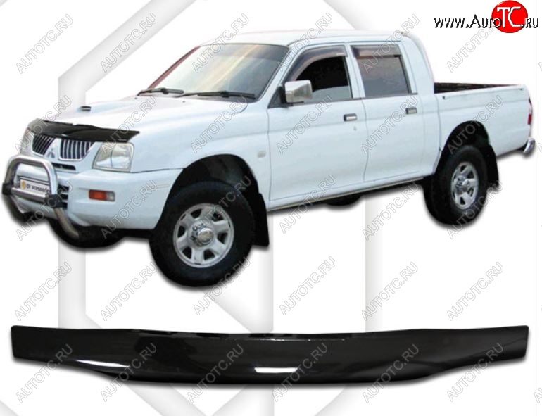 2 699 р. Дефлектор капота CA-Plastic Mitsubishi L200 3 K74T рестайлинг (2005-2006) (Classic черный, Без надписи)  с доставкой в г. Керчь