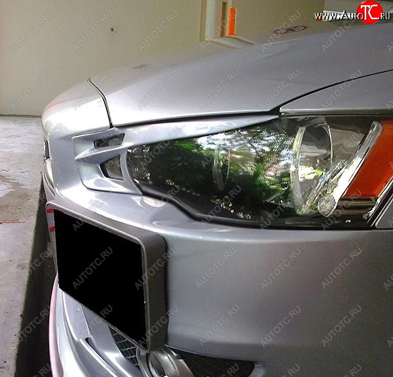 949 р. Реснички на фары KURAJ (Scorpion)  Mitsubishi Lancer  10 CY (2007-2010) седан дорестайлинг, хэтчбэк дорестайлинг (Неокрашенные)  с доставкой в г. Керчь