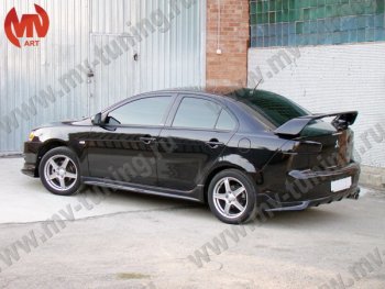 7 499 р. Накладка заднего бампера Zodiak (под одинарный выхлоп) MV-Tuning  Mitsubishi Lancer  10 CY (2007-2017) седан дорестайлинг, седан рестайлинг (Неокрашенная)  с доставкой в г. Керчь. Увеличить фотографию 2