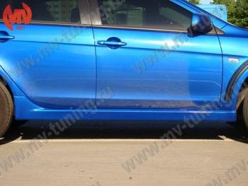 6 599 р. Накладки порогов EVO  Mitsubishi Lancer  10 CY (2007-2017) седан дорестайлинг, седан рестайлинг, хэтчбек 5 дв рестайлинг (Неокрашенные)  с доставкой в г. Керчь. Увеличить фотографию 2