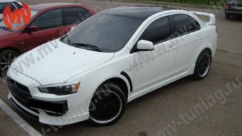 6 599 р. Накладки порогов EVO  Mitsubishi Lancer  10 CY (2007-2017) седан дорестайлинг, седан рестайлинг, хэтчбек 5 дв рестайлинг (Неокрашенные)  с доставкой в г. Керчь. Увеличить фотографию 3