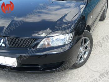 Реснички на фары var №2 (широкие) Mitsubishi Lancer  9 CS (2003-2009) седан 1-ый рестайлинг, универсал 1-ый рестайлинг, седан 2-ой рестайлинг, универсал 2-ой рестайлинг