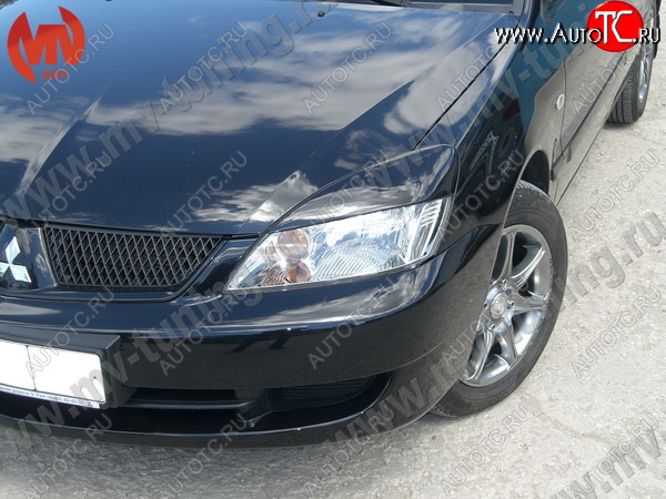 1 149 р. Реснички на фары var №2 (широкие) Mitsubishi Lancer 9 CS седан 2-ой рестайлинг (2005-2009) (Неокрашенные)  с доставкой в г. Керчь