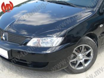 1 149 р. Реснички на фары var №2 (широкие) Mitsubishi Lancer 9 CS седан 2-ой рестайлинг (2005-2009) (Неокрашенные)  с доставкой в г. Керчь. Увеличить фотографию 2