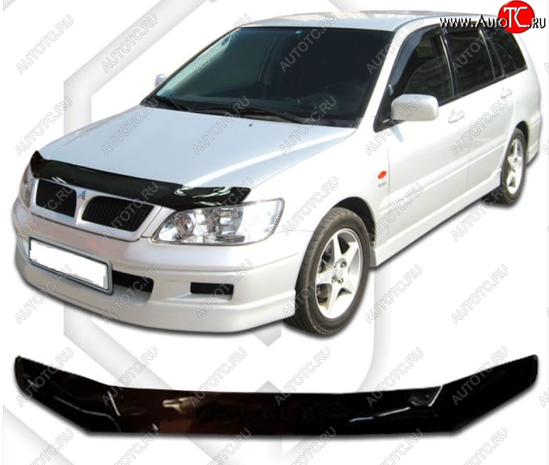 1 899 р. Дефлектор капота CA-Plastic Mitsubishi Lancer 9 CS универсал 1-ый рестайлинг (2003-2005) (Classic черный, Без надписи)  с доставкой в г. Керчь