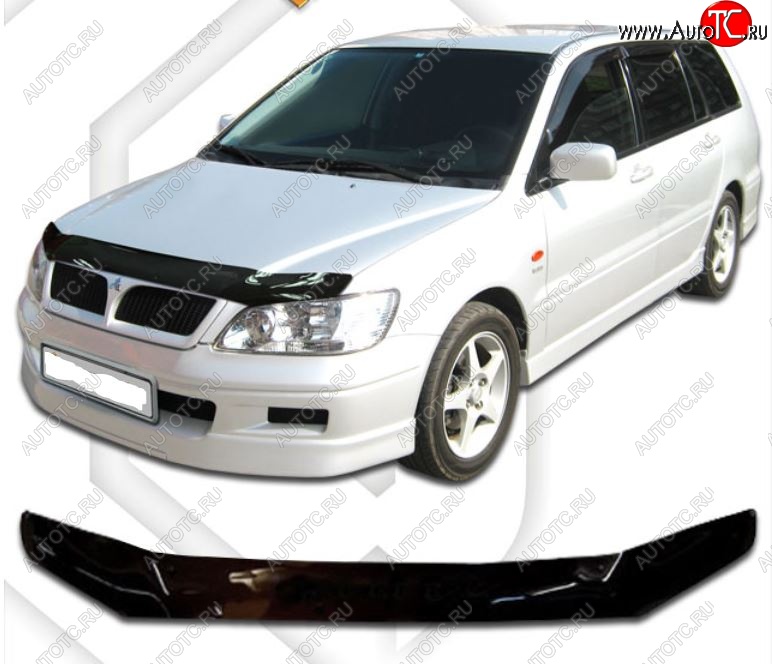 1 899 р. Дефлектор капота CA-Plastic Mitsubishi Lancer Cedia 9 CS универсал (2000-2003) (Classic черный, Без надписи)  с доставкой в г. Керчь
