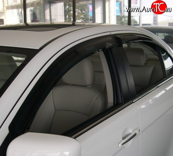 999 р. Комплект дефлекторов окон (ветровиков) 4 шт. Russtal Mitsubishi Lancer 10 CY седан дорестайлинг (2007-2010)  с доставкой в г. Керчь