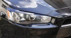 549 р. Реснички на фары RA Mitsubishi Lancer 10 CY хэтчбэк дорестайлинг (2007-2010) (Неокрашенные)  с доставкой в г. Керчь. Увеличить фотографию 2