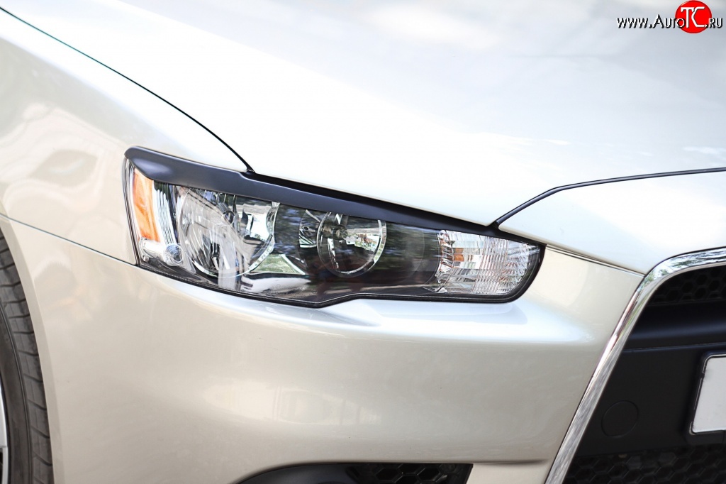 549 р. Реснички на фары RA Mitsubishi Lancer 10 CY хэтчбэк дорестайлинг (2007-2010) (Неокрашенные)  с доставкой в г. Керчь