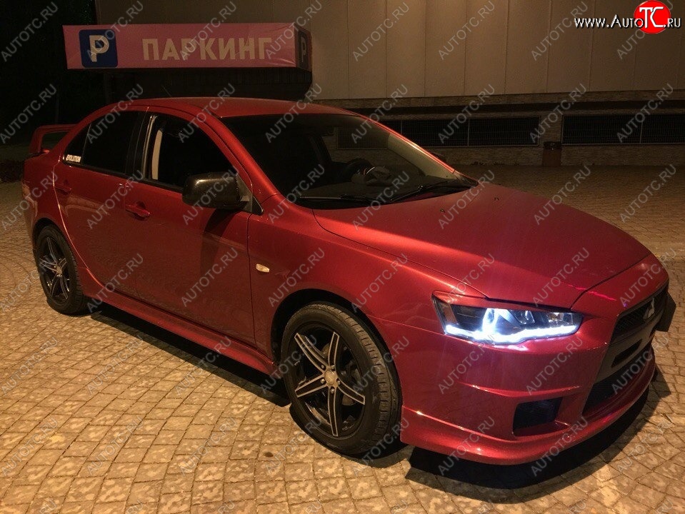 579 р. Реснички на фары Style Mitsubishi Lancer 10 CY седан дорестайлинг (2007-2010) (Неокрашенные)  с доставкой в г. Керчь