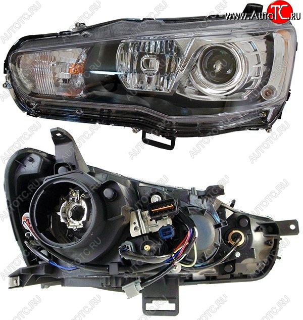 10 599 р. Левая фара SAT (под ксенон)  Mitsubishi Lancer  10 CY (2007-2017) седан дорестайлинг, хэтчбэк дорестайлинг, седан рестайлинг, хэтчбек 5 дв рестайлинг  с доставкой в г. Керчь