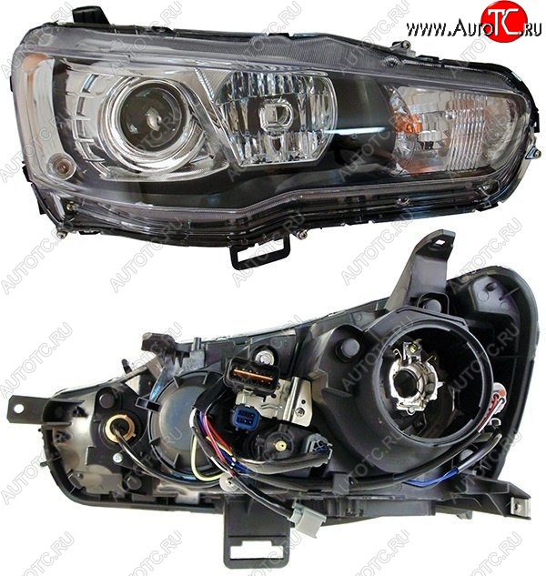 10 599 р. Правая фара SAT (под ксенон)  Mitsubishi Lancer  10 CY (2007-2017) седан дорестайлинг, хэтчбэк дорестайлинг, седан рестайлинг, хэтчбек 5 дв рестайлинг  с доставкой в г. Керчь