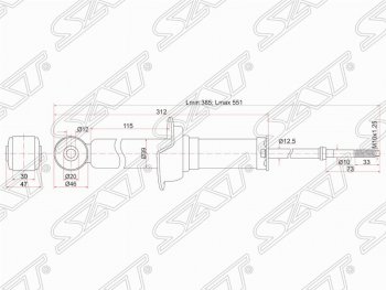 Амортизатор задний SAT (установка на левую или правую сторону) Mitsubishi Lancer 10 CY седан рестайлинг (2011-2017)